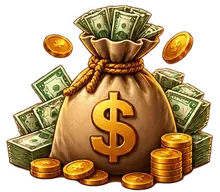 Truhlica zo salónu preplnená zlatými mincami, ilustrácia uvítacieho bonusu Mr Cash